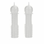 Senso Clear Penis Sleeves 2 Pack Ribbed Teaser Tickler Cock Sheath Pair Sex Aid