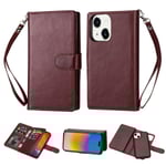 iPhone 15 Plus 9-korts 2in1 Magnet/Fodral Brun