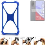 protective ring for TCL 40 SE Silicone Case Softcase Bumper Protection Cover blu
