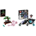LEGO 10281 Icons Bonsai Tree Set for Adults, Plants Home Décor Set with Flowers, DIY Projects & Marvel Shuri's Sunbird 76211 Building Kit; Black Panther Airship Construction Toy