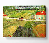 Van Gogh Landscape With Carriage And Train In The Background Canvas Print Wall Art - Large 26 x 40 Inches