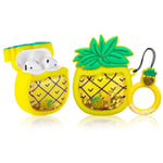DUANJIN Case for Airpod 2/1 Fashion Cute Soft Silicone Fun Cartoon Cover Kawaii Cool for AirPods 2&1 Shell Unique Design for Air Pods 2/1 Cases Funny Character for Girls Boys Kids Quicksand Pineapple