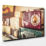 Vintage Retro Radios Canvas Print for Living Room Bedroom Home Office Décor, Wall Art Picture Ready to Hang, 30 x 20 Inch (76 x 50 cm)