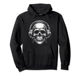 Skull with Headphones Pullover Hoodie