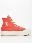 Converse Womens Lift Crafted Color High Tops Trainers - Red, Red, Size 7, Women