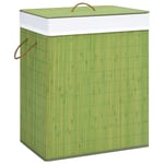 vidaXL Tvättkorg bambu med 2 sektioner grön 100 L 320750