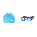 Zoggs Unisex () ZOGGS SILICONE CAP EASY FIT LIGHT BLUE 301624, Light Blue, One Size UK & Kids' Ripper Junior Swimming Goggles Anti-fog And UV Protection, Blue, Red, Tint, 6-14 Years