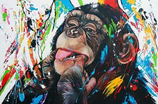 N / A Modern monkey graffiti art canvas painting street art canvas posters and prints wall art animal pictures kids room wall decor60x90cm