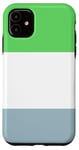 Coque pour iPhone 11 Vert pastel blanc - Gris pastel 3 bandes de couleur