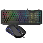 Game Max Rainbow RGB LED USB Wired Gaming Keyboard And Mouse Set Fr PC Laptop UK