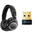 Audio-Technica ATH-M50xBT2 Wireless Headphone - Black & TP-Link Nano USB Bluetooth 5.0 Adapter for Multiple Devices, Long Range Bluetooth Dongle/Receiver for Windows 11/10/8.1/8/7, Plug and Play