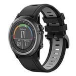 Garmin Fenix ​​3 HR / Garmin Fenix7X / Fenix ​​7X Solar / TACTIX 7/ 7 Pro, etc. Silikonarmband, 26mm - Svart, grå