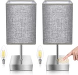 Set of 2 Touch Control Bedside Lamps - 3-Way Dimmable - LED Bulbs Included