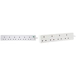 PRO ELEC PELB1703 6 Gang Extension Lead with Surge Protection White, 5m & PELB1904 4 Gang Extension Lead White, 3m