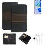 Wallet Case + headphones for Oppo Reno6 Lite Protective Cover Brown
