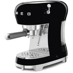 Smeg ECF02BLUK 50s Retro Style Espresso Coffee Machine with Steam Wand Black