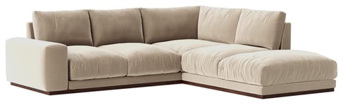 Swoon Denver Velvet Right Hand Corner Sofa - Taupe 5 Seater