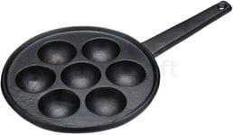 KitchenCraft Cast Iron Aebleskiver Frying Pan Pancake 20.5cm 8" Black - KCDANPAN