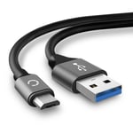 Câble USB pour Garmin Edge 520 Plus, 820, 1000, 1030 / Dashcam 55 / Zumo 595 / Approach / Dezl 760 - 2m Fil charge data 2A gris cordon Nylon