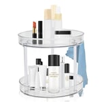 2 Tier Clear Turntable Lazy Susan, ZONITOK Round Spinning Cabinet Spice Rack Organizer, Food Storage Container Bins for Kitchen Bathroom Jewelry Container Makeup Cosmetic Storage