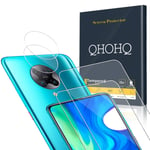QHOHQ 2 Pack Screen Protector for Xiaomi Poco F2 Pro with 2 Packs Camera Lens Protector, Tempered Glass Film, [9H Hardness] - HD - [Anti-Scratch]