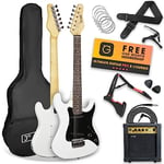 3rd Avenue XF 3/4 Size Electric Guitar Ultimate Kit with 10W Amp, Cable, Stand, Gig Bag, Strap, Spare Strings, Picks, Capo – White