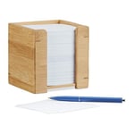Relaxdays Cube mémo bambou bloc-note 900 feuilles papier support pense-bête HxlxP: 10,5 x 10,5 x 10,5 cm, nature