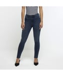 River Island Womens Skinny Jeans Petite Blue Mid Rise Cotton - Size 10 Extra Short (UK Women's)