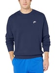 Nike Mens' Nike Sportswear Club Crew Long Sleeved T-Shirt, Midnight Navy/(White),X-Large