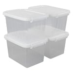 Yarebest 6 Liter Transparent Storage Box, 4-Pack Plastic Boxes with Lids