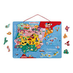 Janod - Carte d'Espagne Magnétique - Puzzle Enfant en Bois - 60 Pièces Aimantées - Découvrir et Mémoriser - Jeu Éducatif Géographie - Dès 7 Ans, J05478