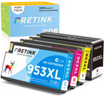 PRETINK Compatible HP 953XL Ink Cartridges Replacement for HP 953 Ink Work with Officejet Pro 7720 7730 7740 8210 8218 8710 8715 8718 8719 8720 8725 8728 8730 8740 (Black Cyan Magenta Yellow, 4-Pack)