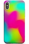 Rainbow Bright Tie Dye Holograph Colours Slim Phone Case for iPhone Xs TPU Protective Light Strong Cover with Bright Neon Abstract Colourful Colours