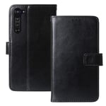 Lankashi Book Stand Premium Retro Business Flip Leather Protector TPU Silicone Case For Motorola Moto Edge 6.7" Cover Etui Wallet (Black)