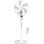 Pro Breeze® 16-Inch Pedestal Fan with Remote Control and LED Display | 4 Operational Modes | 80° Oscillation | Adjustable Height & Pivoting Fan Head | Perfect for Homes, Offices and Bedrooms - White