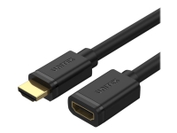 Unitek Y-C166K - High Speed - HDMI-förlängningskabel med Ethernet - HDMI hane till HDMI hona - 3 m - trippelskärmad - svart - tvinnad, 4K60Hz stöd