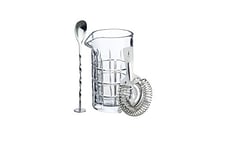 BarCraft BCMIXER KitchenCraft Cut-Glass Cocktail Mixing Glass with Stirring Spoon and Strainer, Includes Recipe Booklet and Gift Box, 3 Piece Set, 9.5 x 11 x 16.5 cm