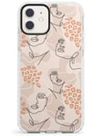 Stylish Abstract Faces Leopard Print Impact Phone Case for iPhone 11 | Protective Dual Layer Bumper TPU Silikon Cover Pattern Printed | Artistic Face Drawing Illustration Women