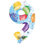 Number 9 Balloons and Streamers SuperShape Foil Balloons 23"/58cm w x 35"/88cm h