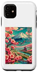 Coque pour iPhone 11 Poster de voyage vintage du Japon Mount Fuji