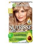 Garnier Nutrisse Creme Blonde Hair Dye Permanent, Nourishing Hair Mask Conditioner - 8.11 Light Ashy Blonde