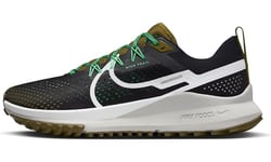 Nike Men's React Pegasus Trail 4 Low, Black/White-Olive Flak-Spring Green, 13.5 UK