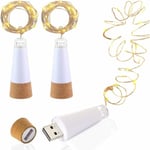 4 st LED-flaskkorksljus, USB-drivna uppladdningsbara, 1,9 m koppartråd med 20 LED-slingljus, för utomhusdekoration