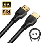 HDMI Cable 8K Ultra HD Fiber 2.1 Supports High Speed 48Gbps 8K@60Hz, 4K@120Hz, 3D Visual Effects, Dynamic HDR, Audio Return Channel, for PC, PS4, PS5 (2m)