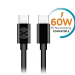 60W USB-C To USB-C PD Snabbladdning kabel Samsung, iPhone 15/16 Svart