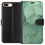 Apple iPhone 8 Plus Musta Lompakkokotelo Grön Marmor