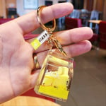 Guoguo Dairy Cow Milk Drinks Acrylic Keychain Fruit Milk Moving Liquid Keyrings Drift Bottle Jewelry Kids Yellow