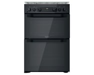 Hotpoint HDM67G0CCB Black Freestanding 60cm Gas Double Cooker