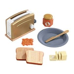 KidKraft Metallic Toy Toaster with Play Food, Accessory for Kids' Kitchen, Wooden Toy Kitchen Appliance Set for Kids, Play Kitchen Accessories, Kids' Toys, 53536