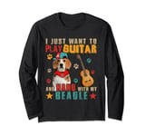 Vintage Play Guitar And Hang With My Beagle Guitarist Long Sleeve T-Shirt